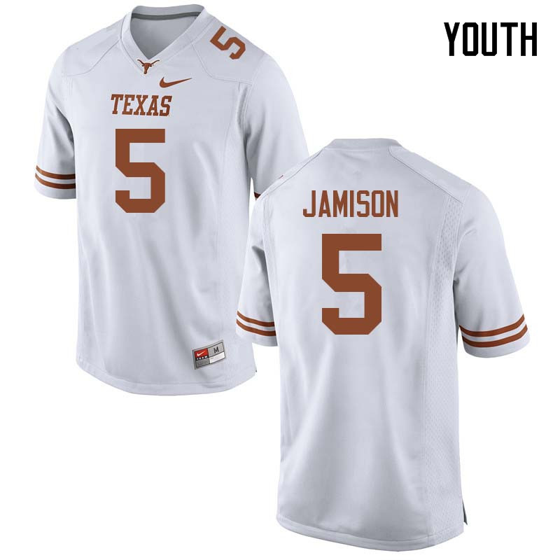 Youth #5 D'Shawn Jamison Texas Longhorns College Football Jerseys Sale-White